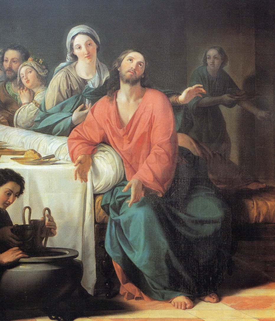 Le Nozze di Cana, particolare del dipinto a olio su tela cm. 175x325 - 1848 - santuario della Madonna delle Grazie - Ardesio (BG)